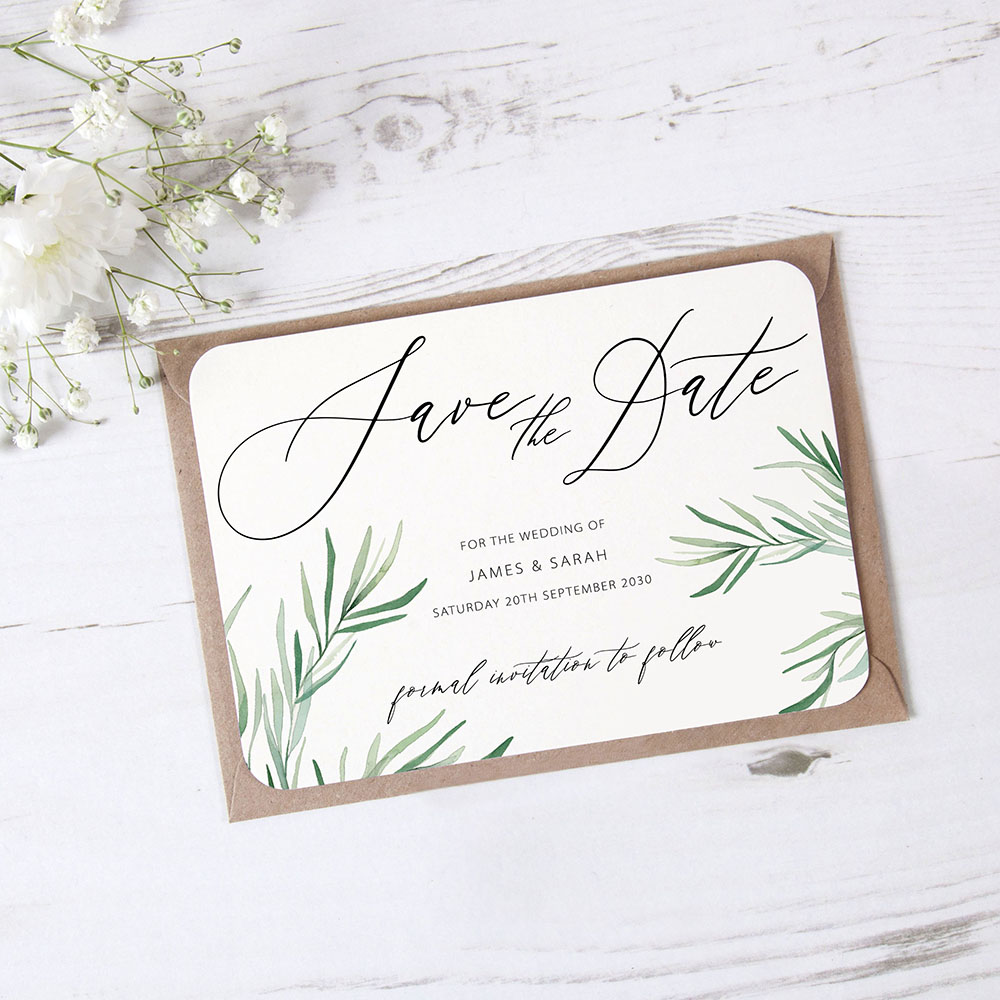 'Willow Eucalyptus' Save the Date Sample