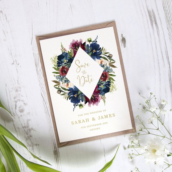 'Blue Velvet Diamond' Foil Save the Date Sample