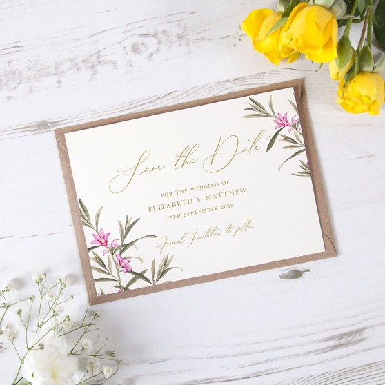 'Pink Botanical PB10' Foil Save the Date