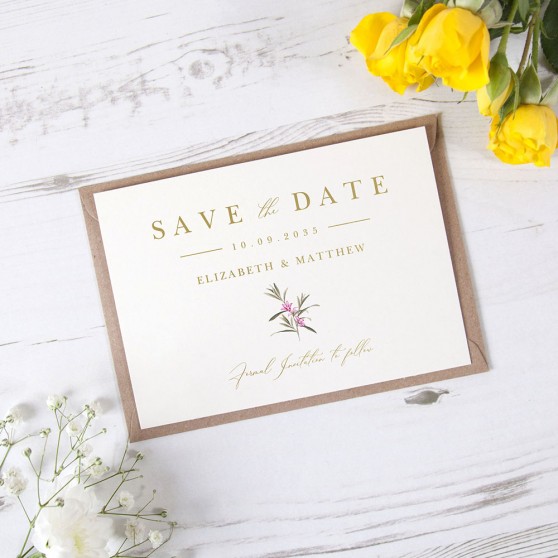 'Pink Botanical PB11' Foil Save the Date