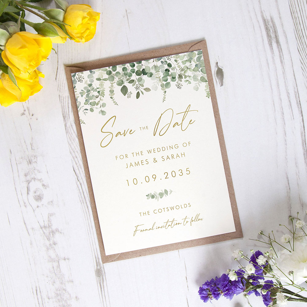 'Classic Eucalyptus CE14' Foil Save the Date