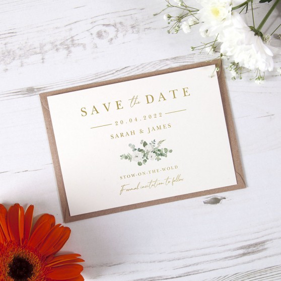 'Classic Eucalyptus CE18' Foil Save the Date Sample