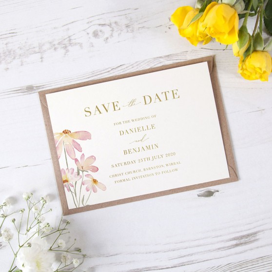 'Daisy Pink' Foil Save the Date Sample