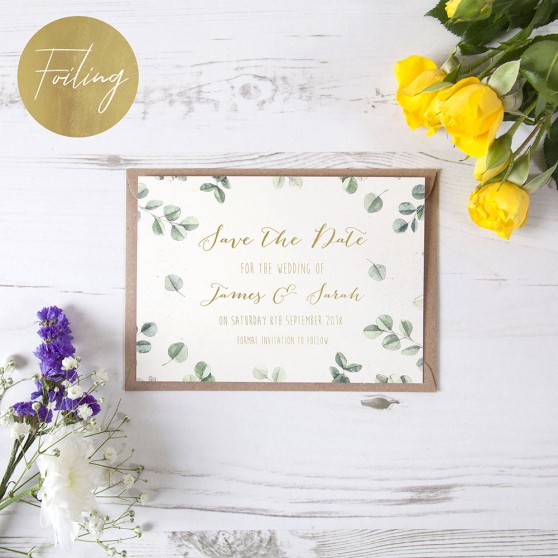 'Eucalyptus' Foil Save the Date Sample