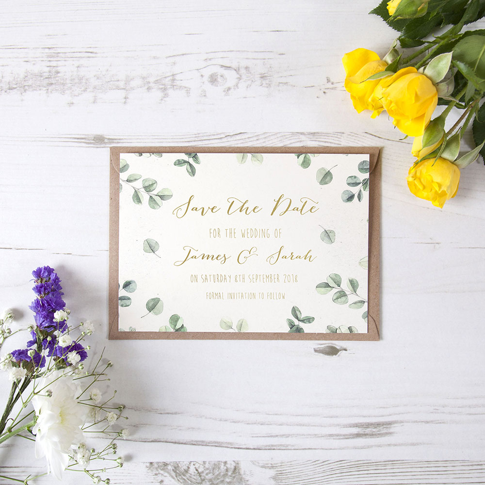 'Eucalyptus' Foil Save the Date Sample