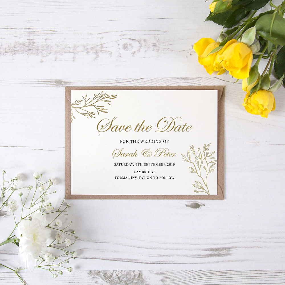 'Gold Leaf' Foil Save the Date Sample