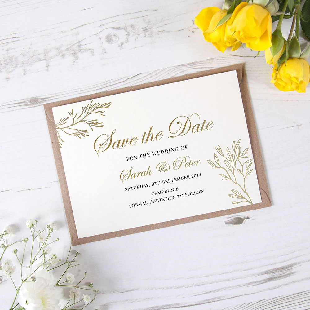 'Gold Leaf' Foil Save the Date Sample