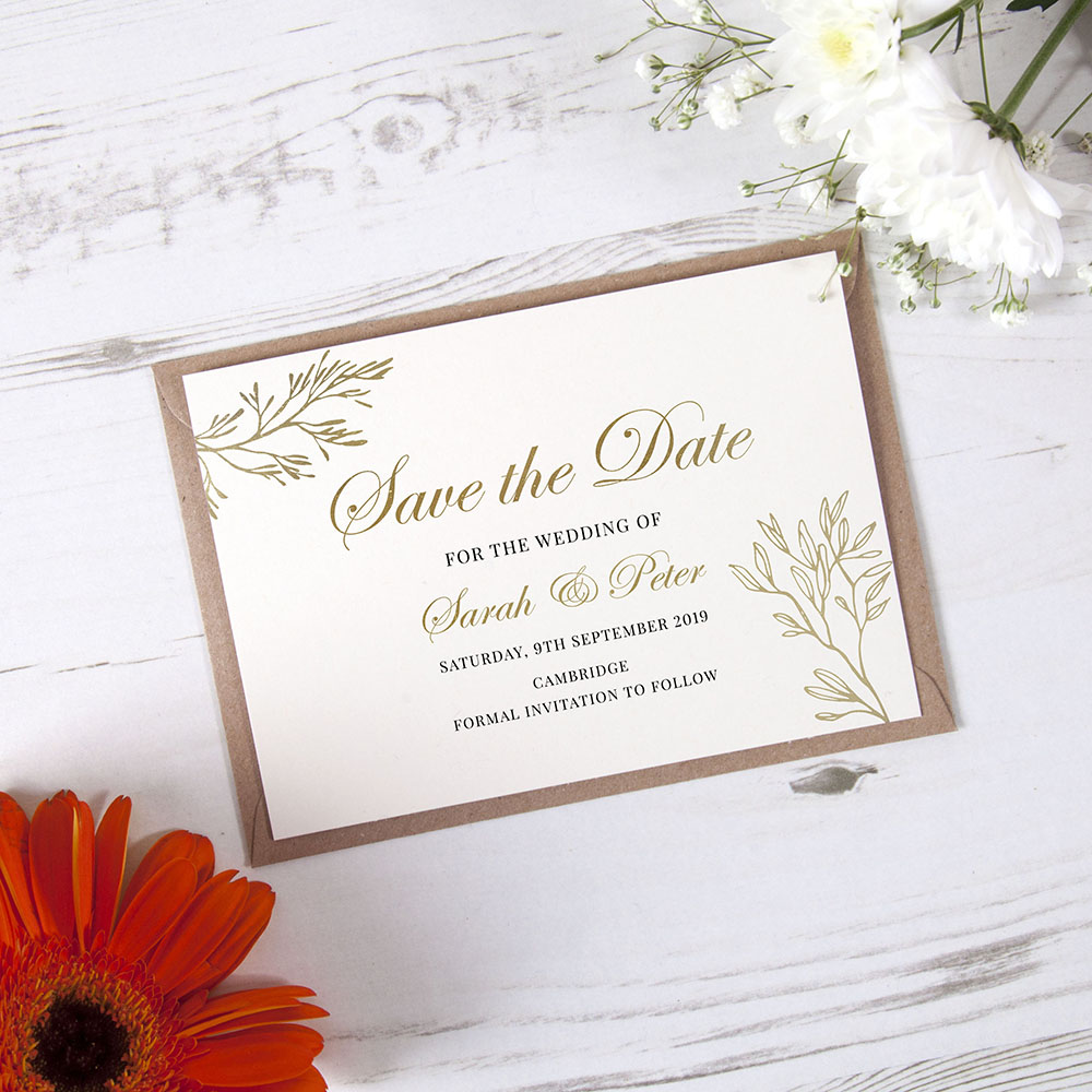 'Gold Leaf' Foil Save the Date