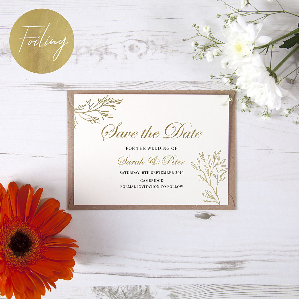 'Gold Leaf' Foil Save the Date