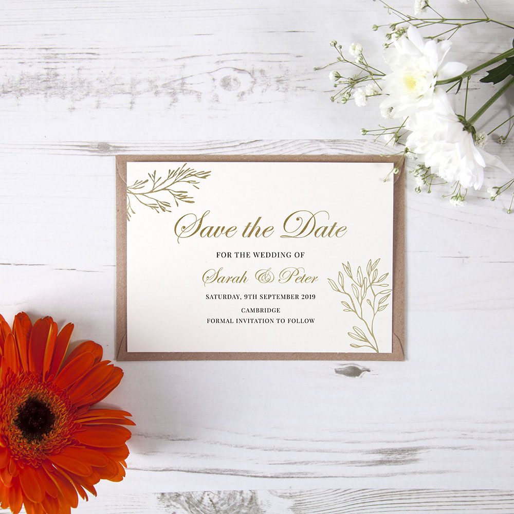 'Gold Leaf' Foil Save the Date