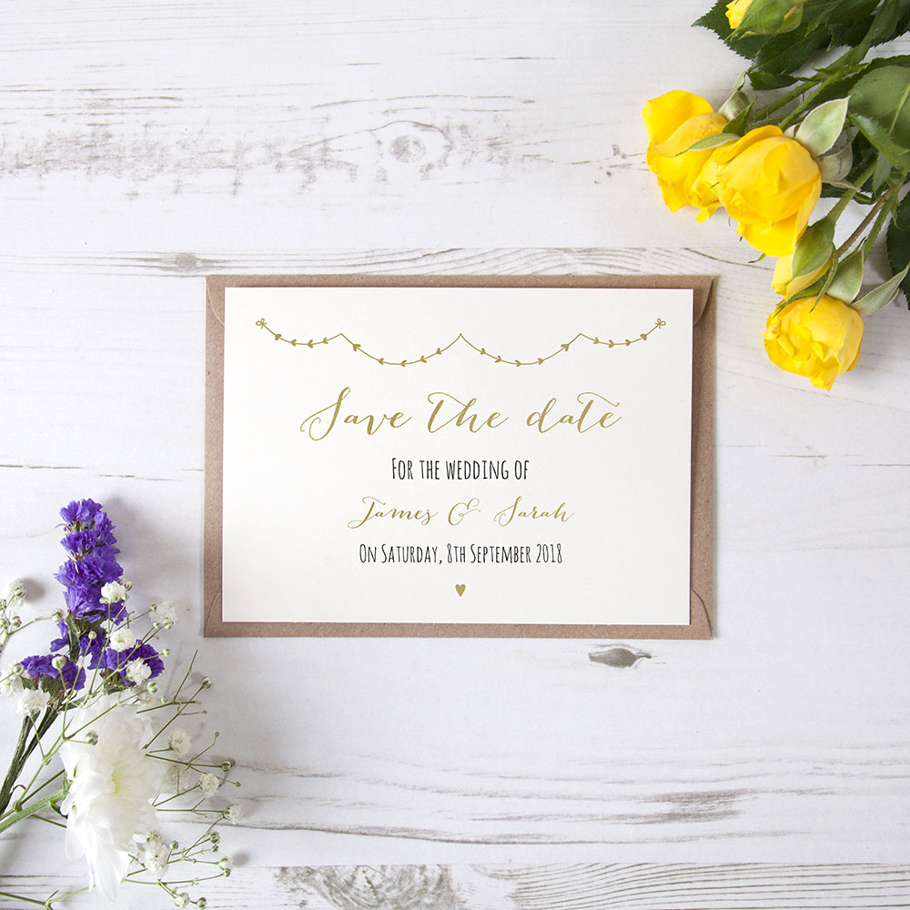 'Heart Bunting' Foil Save the Date