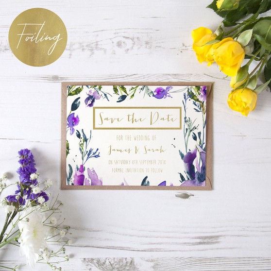 'Midnight Iris' Foil Save the Date
