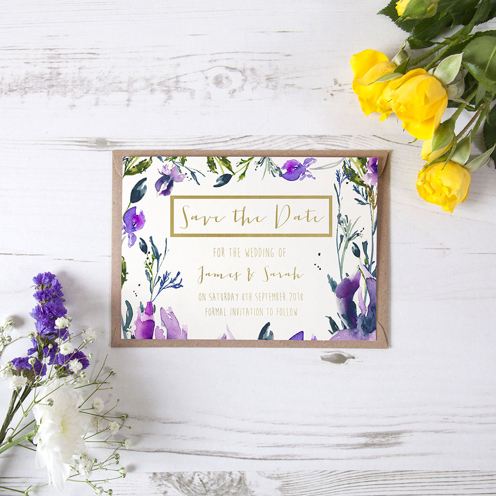 'Midnight Iris' Foil Save the Date