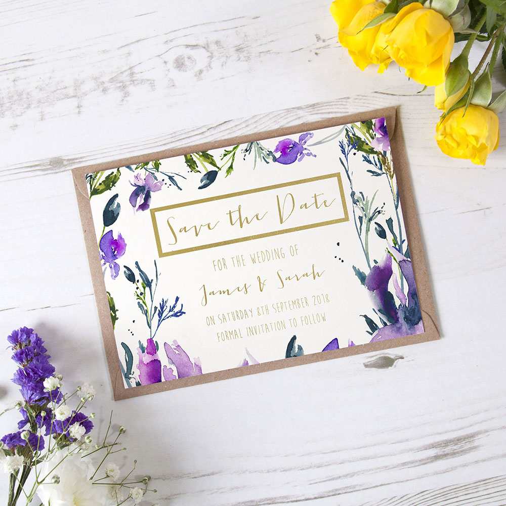 'Midnight Iris' Foil Save the Date