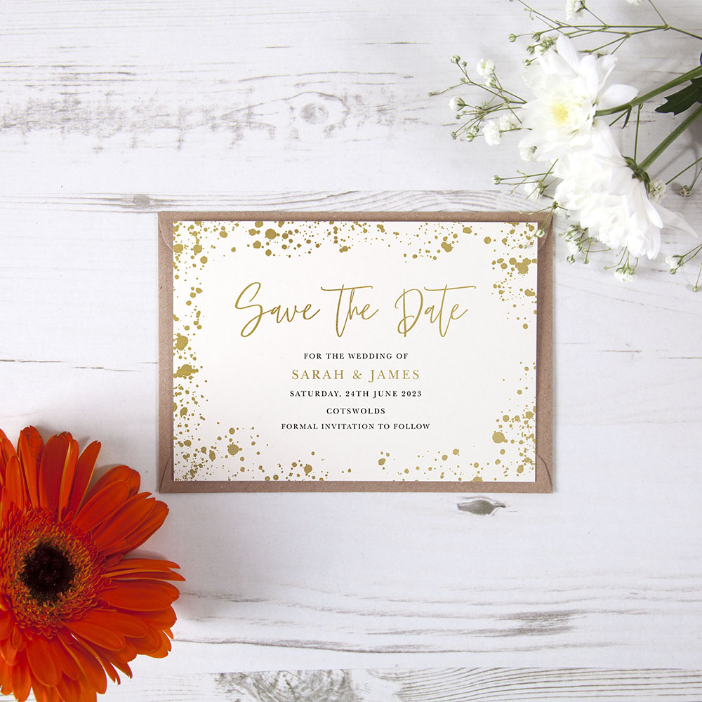 'Speckled' Foil Save the Date Sample