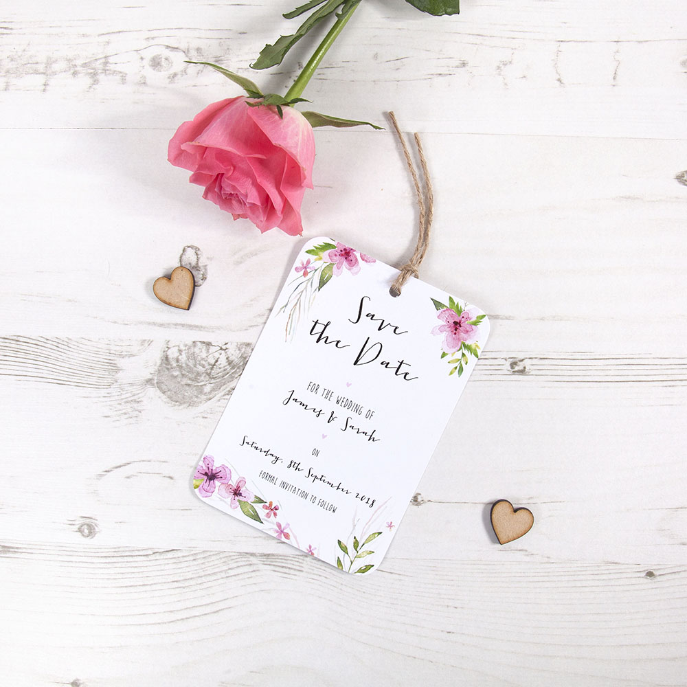 'Pretty in Pink' Save the Date Tag