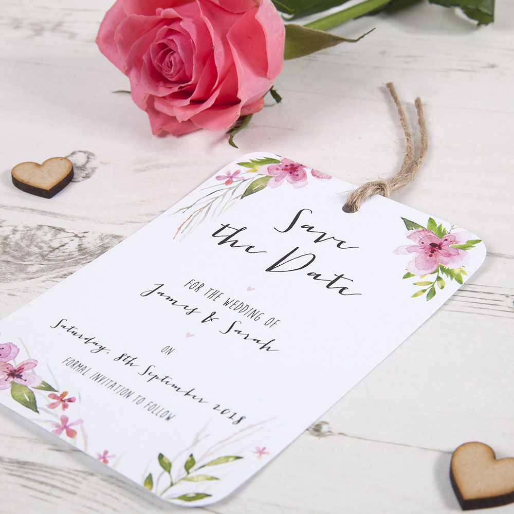 'Pretty in Pink' Save the Date Tag
