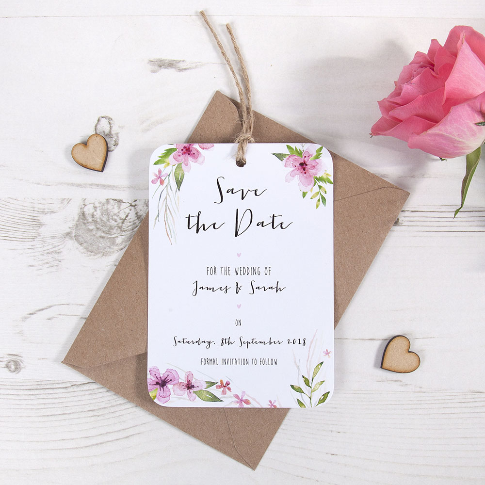 'Pretty in Pink' Save the Date Tag