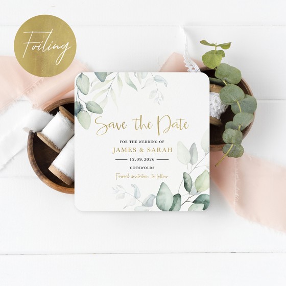 Square Foil Save the Date Samples