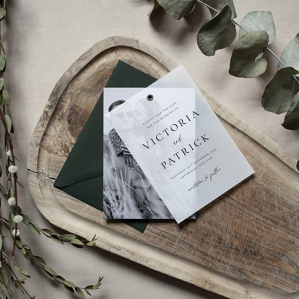 'Calligraphy 7 Photo' Layered Vellum Save the Date