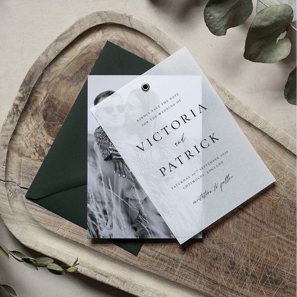 'Calligraphy 7 Photo' Layered Vellum Save the Date