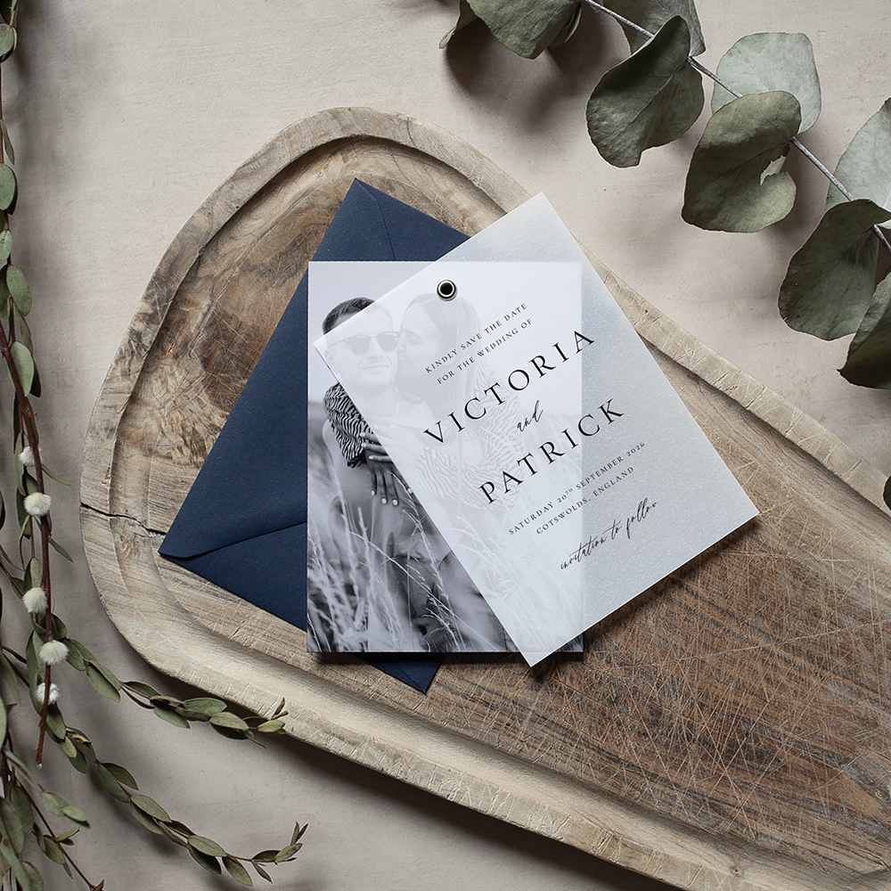 'Calligraphy 7 Photo' Layered Vellum Save the Date