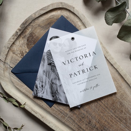 'Calligraphy 7 Photo' Layered Vellum Save the Date