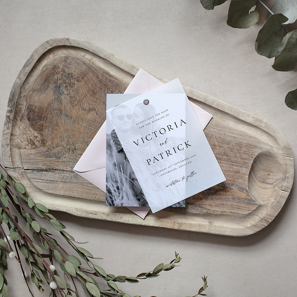 'Calligraphy 7 Photo' Layered Vellum Save the Date