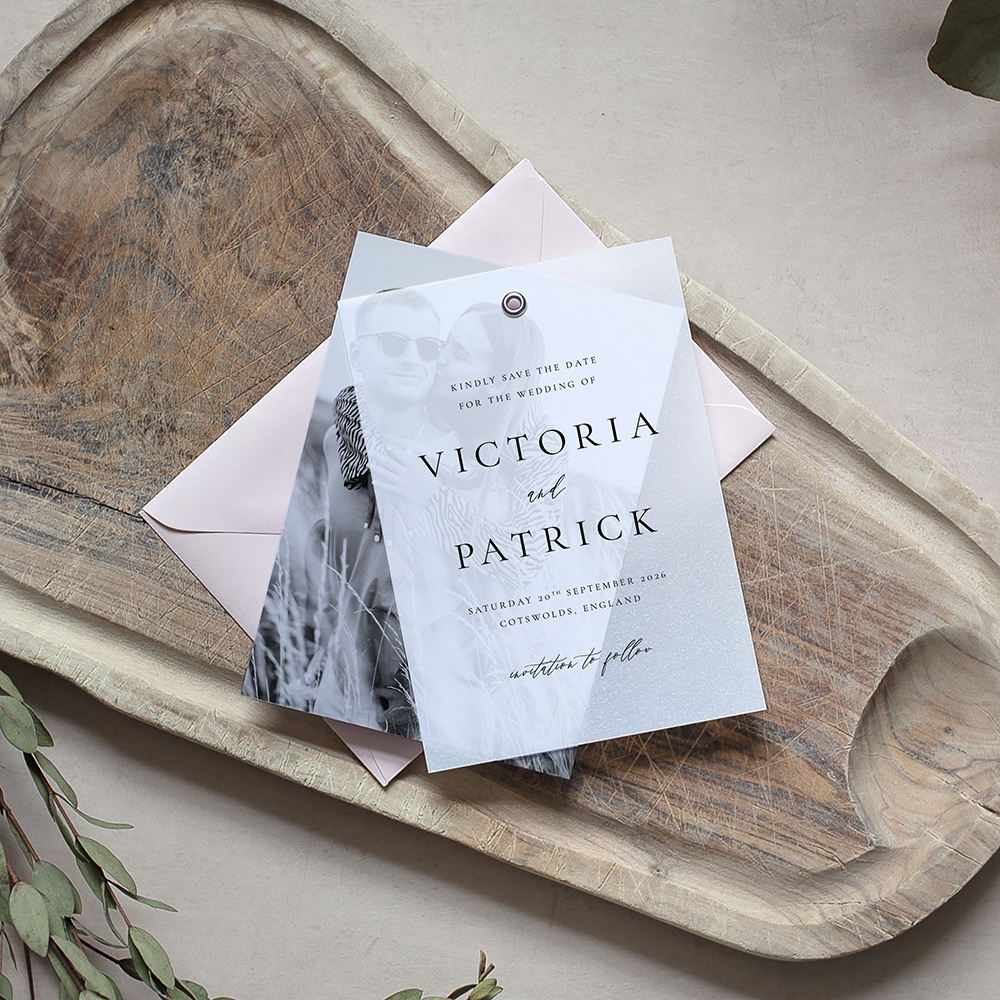 'Calligraphy 7 Photo' Layered Vellum Save the Date