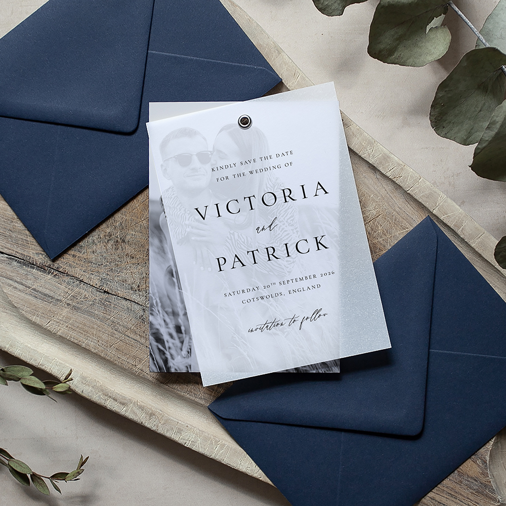 'Calligraphy 7 Photo' Layered Vellum Save the Date