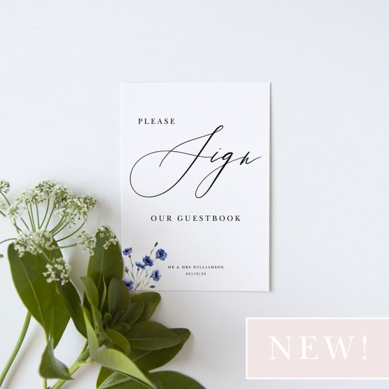 'Cornflower Blue' Guest Book Sign - A5/A4/A3