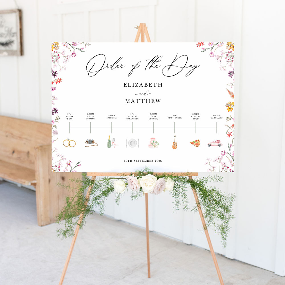 'Wild Botanical' Wedding Timeline A2/A1