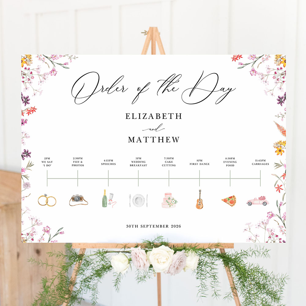 'Wild Botanical' Wedding Timeline A2/A1