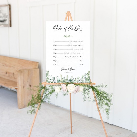 'Classic Eucalyptus' Wedding Order of Events Sign A2/A1