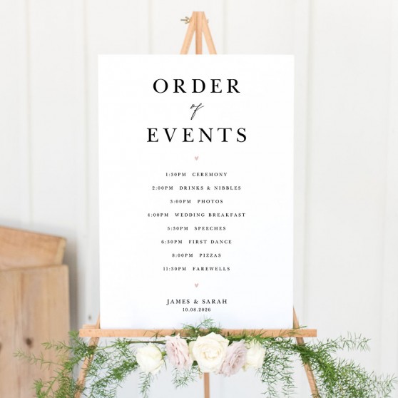 'Fiona' Wedding Order of Events Sign A2/A1