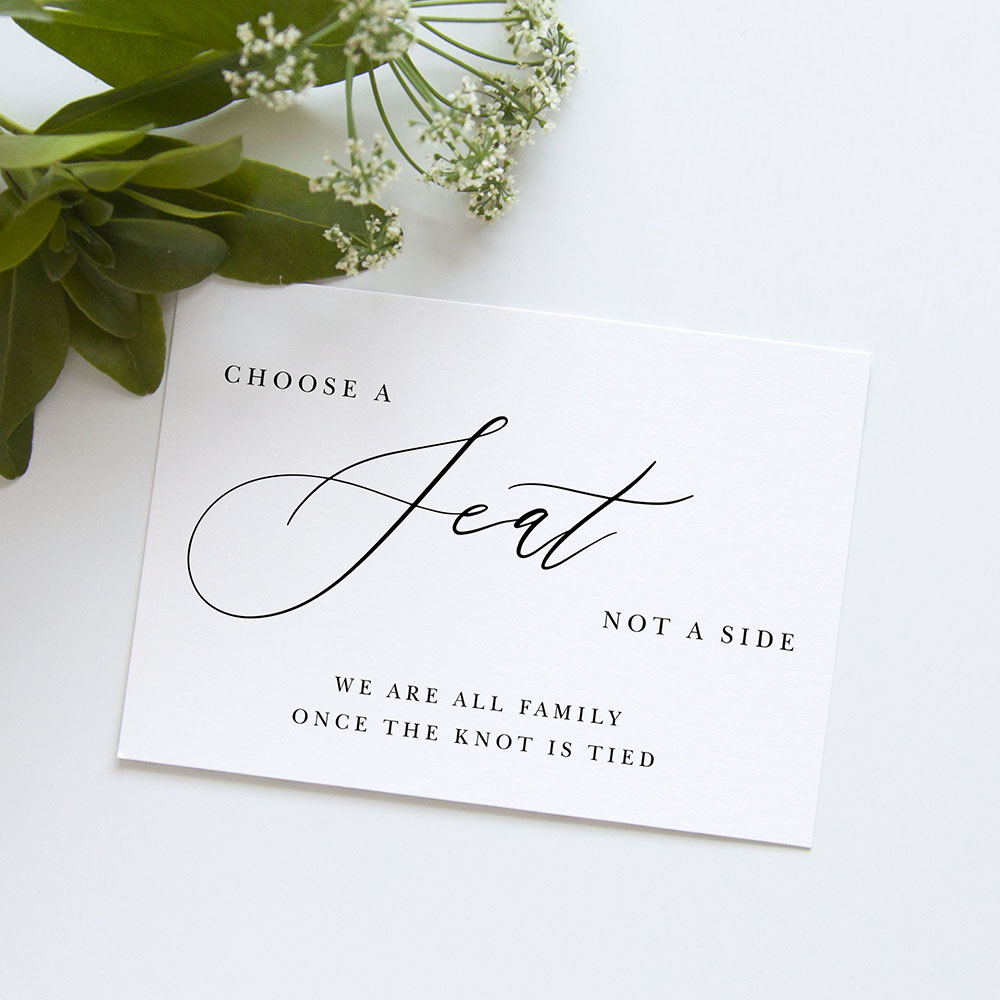 'Calligraphy 1' Choose a Seat Sign - A5/A4/A3