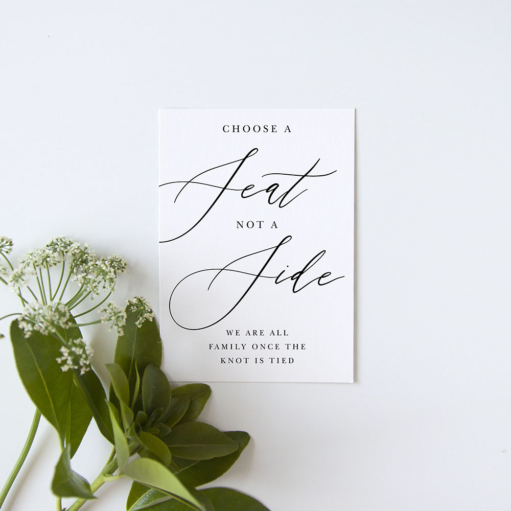 'Calligraphy 1' Choose a Seat Sign - A5/A4/A3