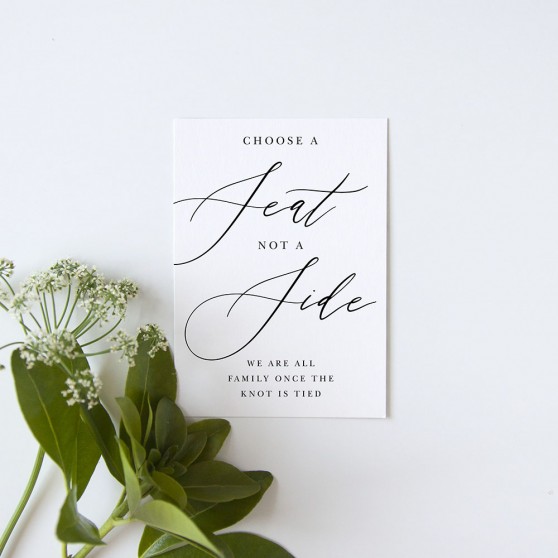 'Calligraphy 1' Choose a Seat Sign - A5/A4/A3