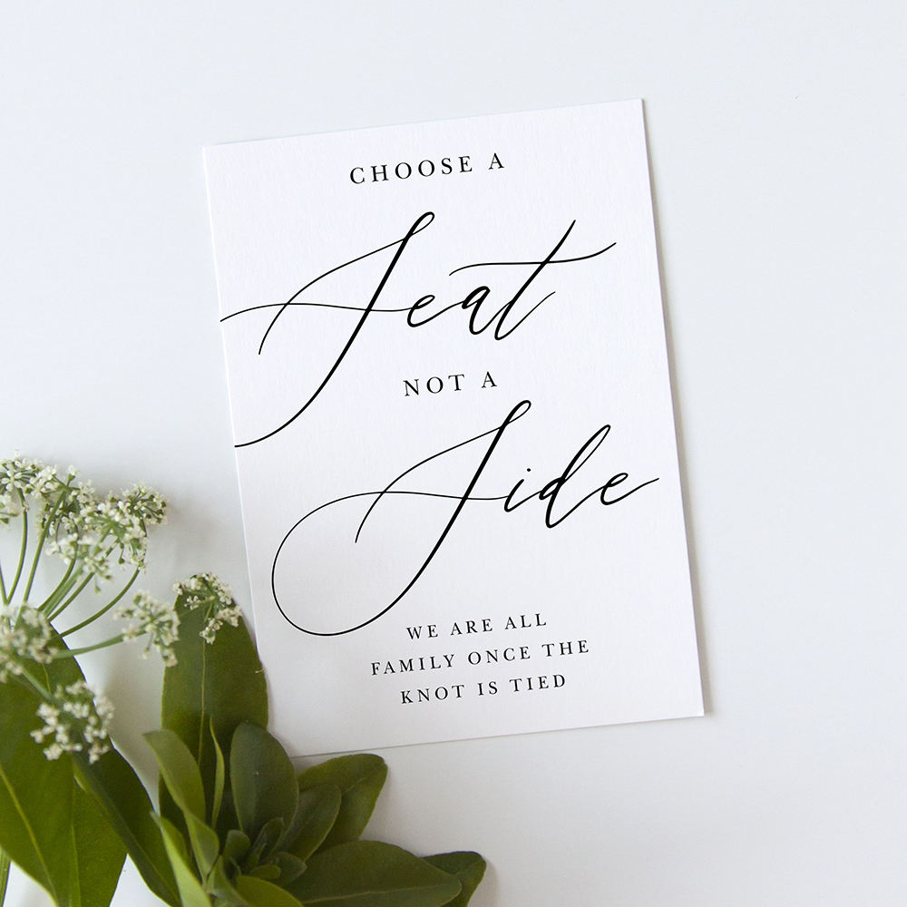 'Calligraphy 1' Choose a Seat Sign - A5/A4/A3