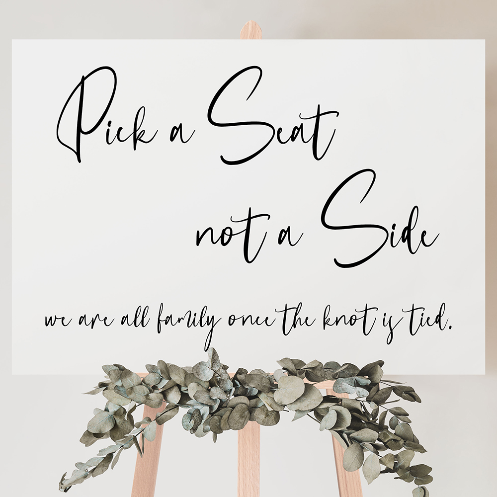 'Calligraphy 2' Pick a Seat Sign A2/A1