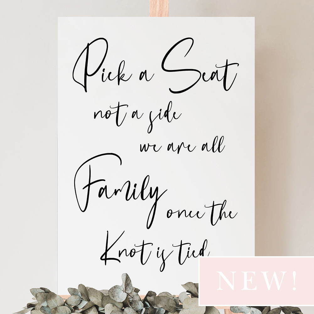 'Calligraphy 2' Pick a Seat Sign A2/A1