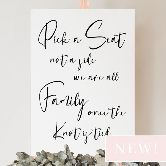 'Calligraphy 2' Pick a Seat Sign A2/A1