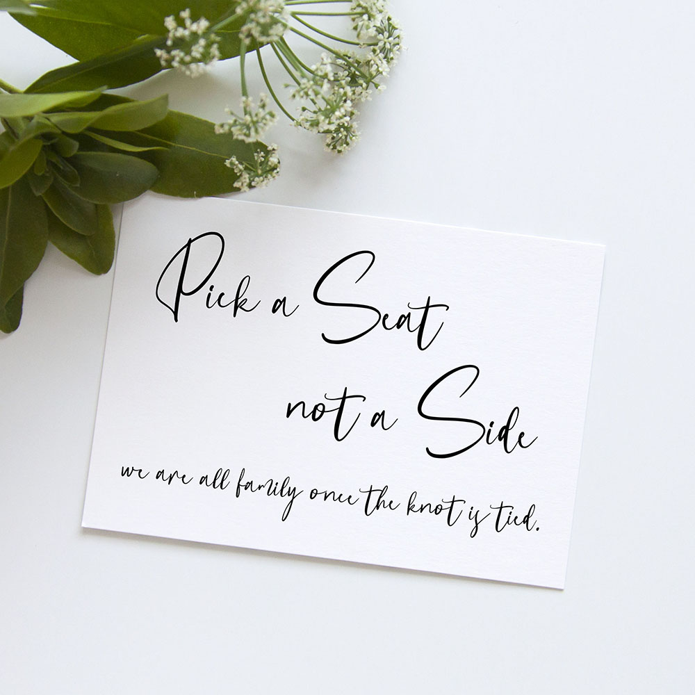 'Calligraphy 2' Pick a Seat Sign - A5/A4/A3