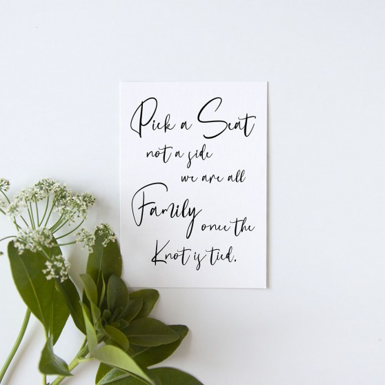 'Calligraphy 2' Pick a Seat Sign - A5/A4/A3