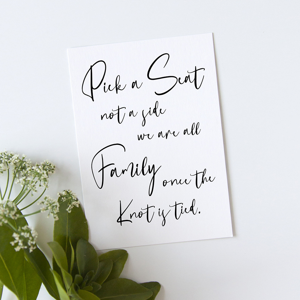 'Calligraphy 2' Pick a Seat Sign - A5/A4/A3