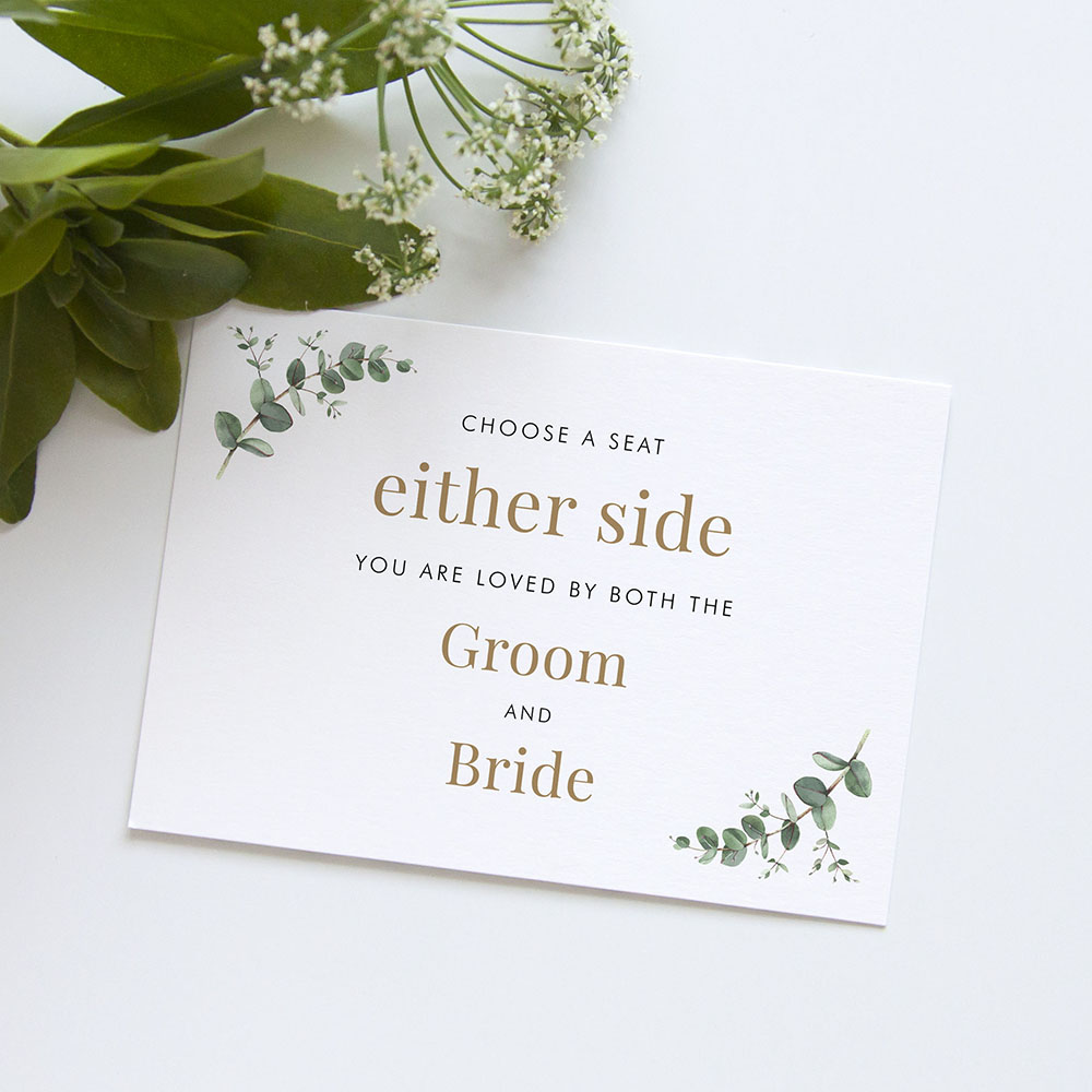 'Campagna Eucalyptus' Pick a Seat Sign - A5/A4/A3