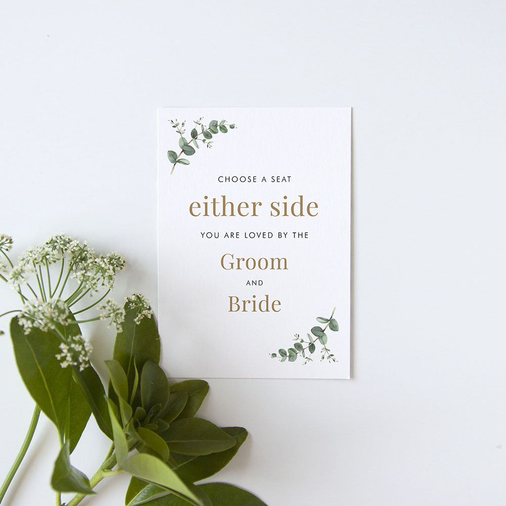 'Campagna Eucalyptus' Pick a Seat Sign - A5/A4/A3