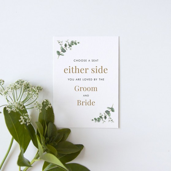 'Campagna Eucalyptus' Pick a Seat Sign - A5/A4/A3