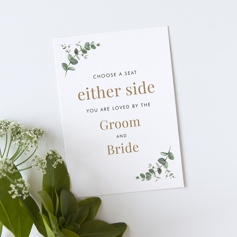 'Campagna Eucalyptus' Pick a Seat Sign - A5/A4/A3