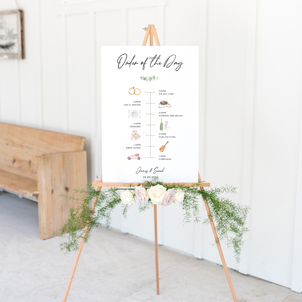 'Classic Eucalyptus CE11' Wedding Timeline A2/A1